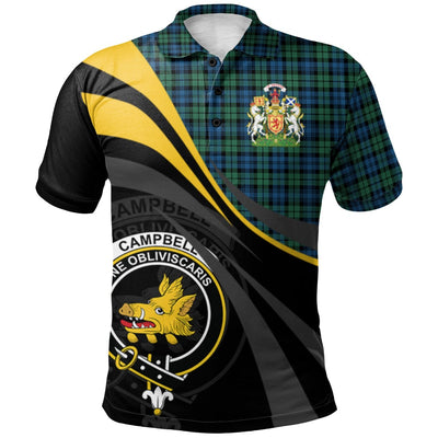 Clan Campbell Ancient 02 Tartan Polo Shirt - Royal Coat Of Arms Style