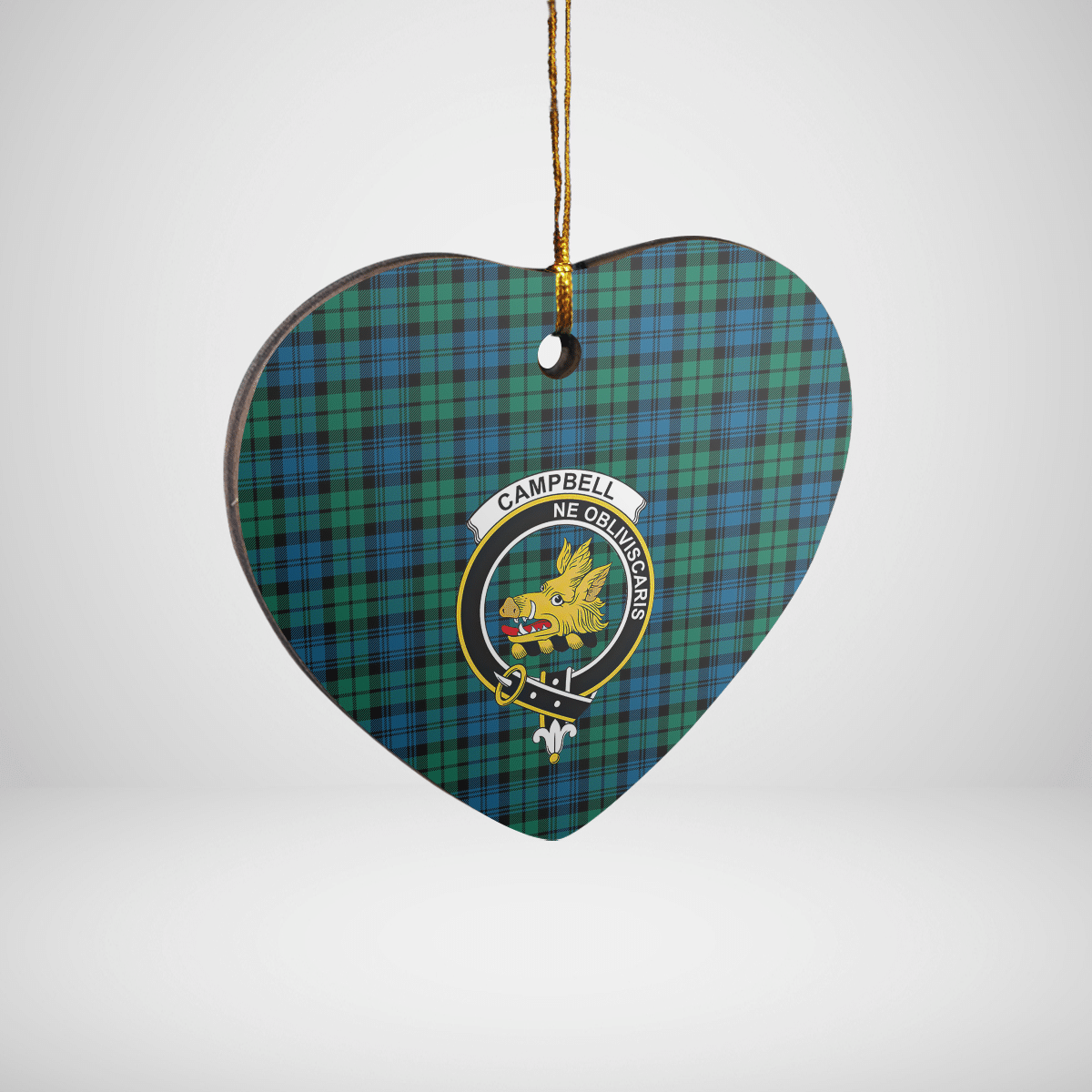 Clan Campbell Ancient Tartan Crest Heart Ceramic Ornament BV35 Campbell Ancient Tartan Tartan Christmas   