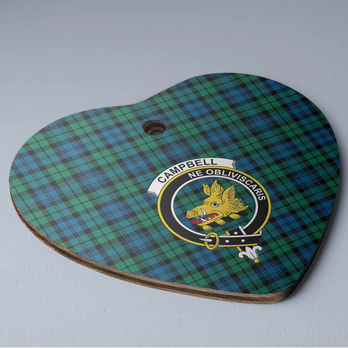 Clan Campbell Ancient Tartan Crest Heart Ceramic Ornament BV35 Campbell Ancient Tartan Tartan Christmas   