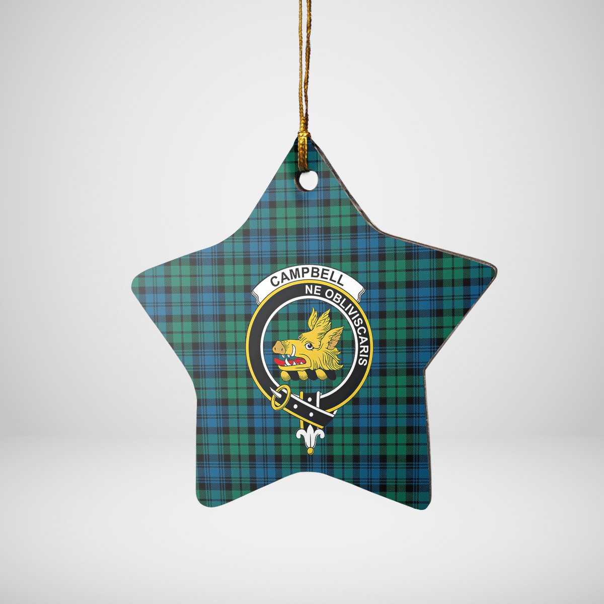 Clan Campbell Ancient Tartan Crest Star Ceramic Ornament BY36 Campbell Ancient Tartan Tartan Christmas   