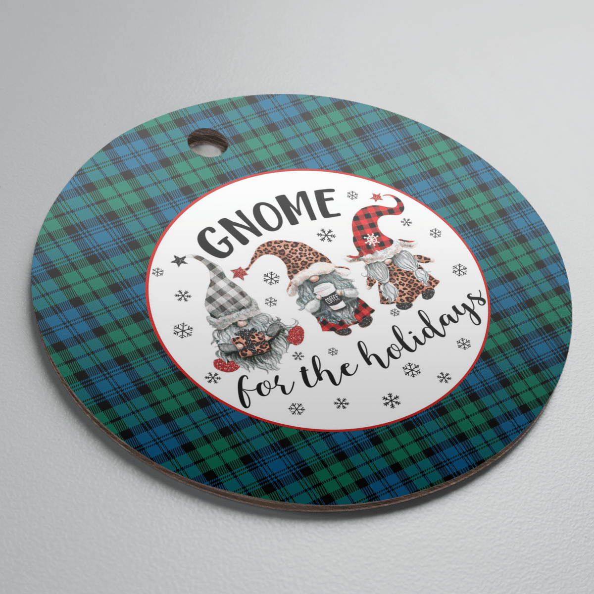 Clan Campbell Ancient Tartan Gnome Round Ceramic Ornament MB31 Campbell Ancient Tartan Tartan Christmas   