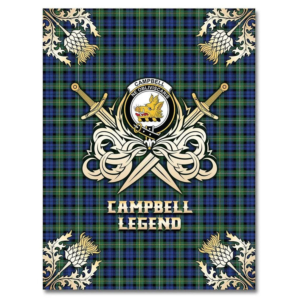 Clan Campbell Argyll Ancient Tartan Gold Courage Symbol Blanket UW18 Clan Campbell Tartan Today   