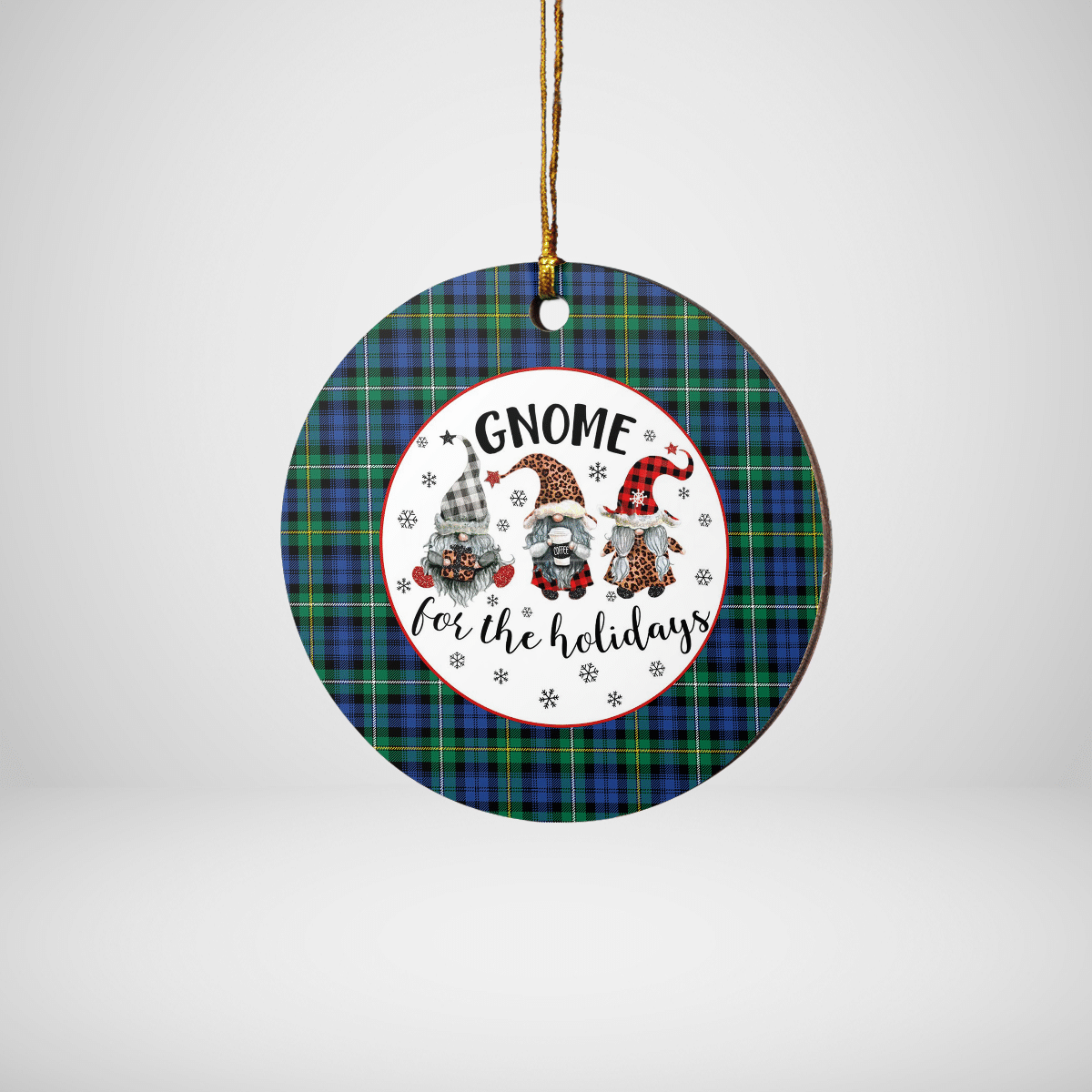 Clan Campbell Argyll Ancient Tartan Tartan Crest Gnome Round Ceramic Ornament YW58 Campbell Argyll Ancient Tartan Tartan Christmas   