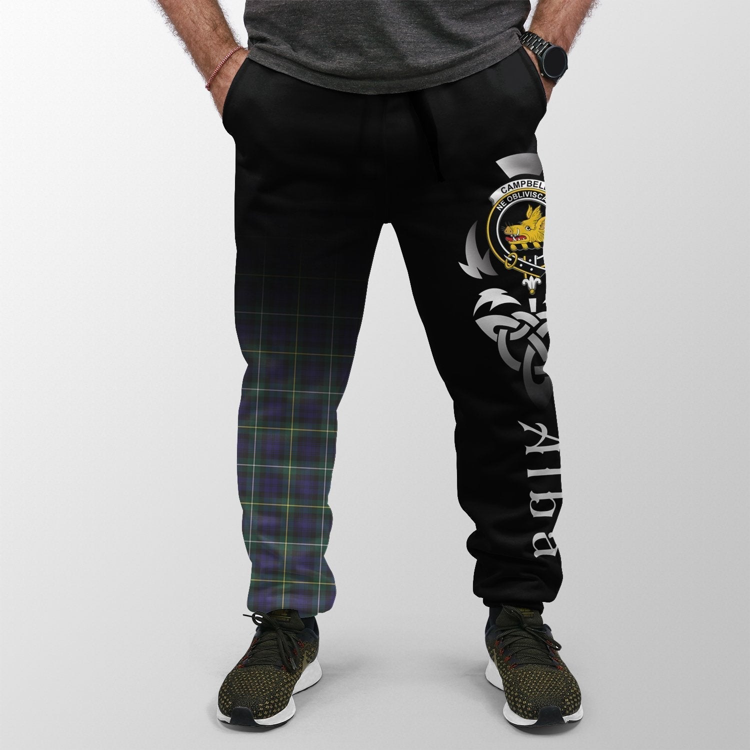 Clan Campbell Argyll Modern Tartan Crest Jogger Sweatpants  Alba Celtic Style FJ32 Clan Campbell Tartan Today   