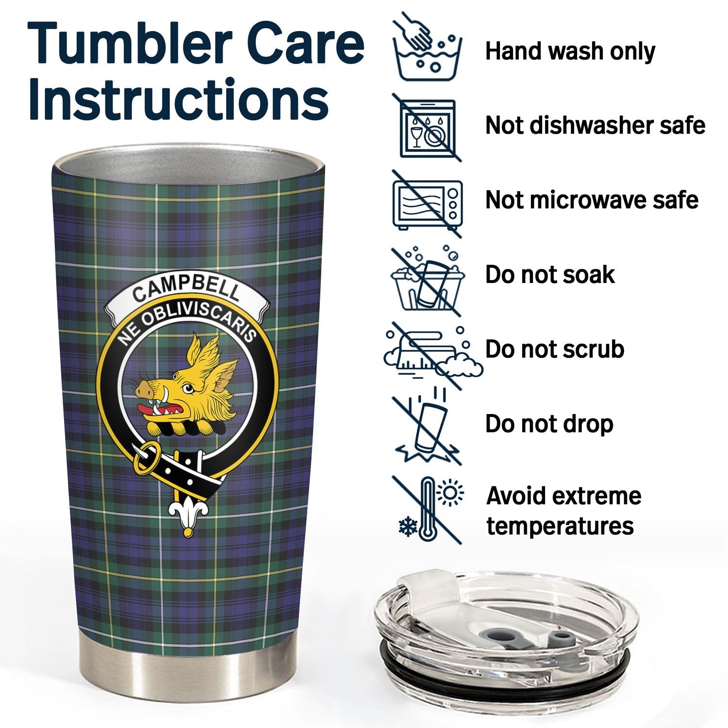Clan Campbell Argyll Modern Tartan Crest Tumbler YG41 Clan Campbell Tartan Today   
