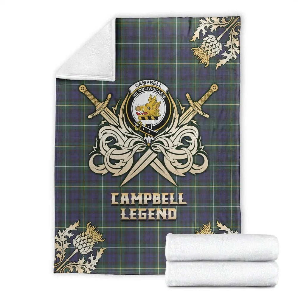 Clan Campbell Argyll Modern Tartan Gold Courage Symbol Blanket AN36 Clan Campbell Tartan Today   