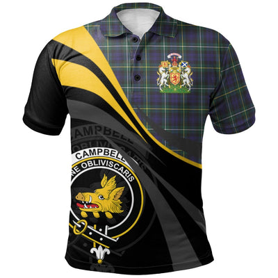 Clan Campbell Argyll Modern Tartan Polo Shirt - Royal Coat Of Arms Style