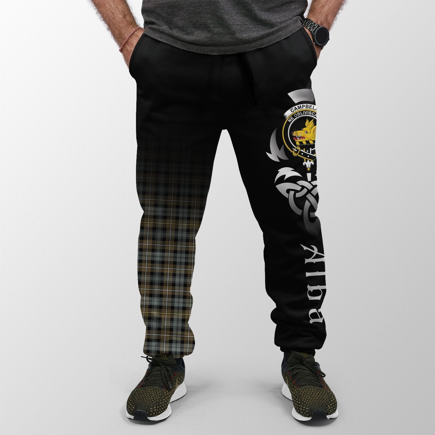 Clan Campbell Argyll Weathered Tartan Crest Jogger Sweatpants  Alba Celtic Style ZI48 Clan Campbell Tartan Today   