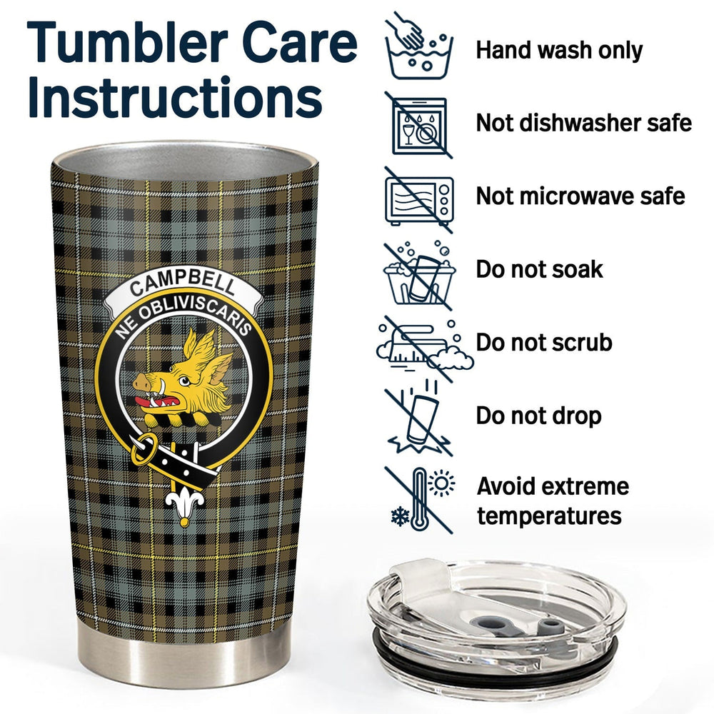 Clan Campbell Argyll Weathered Tartan Crest Tumbler RL83 Clan Campbell Tartan Today   
