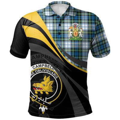 Clan Campbell Dress Ancient Tartan Polo Shirt - Royal Coat Of Arms Style