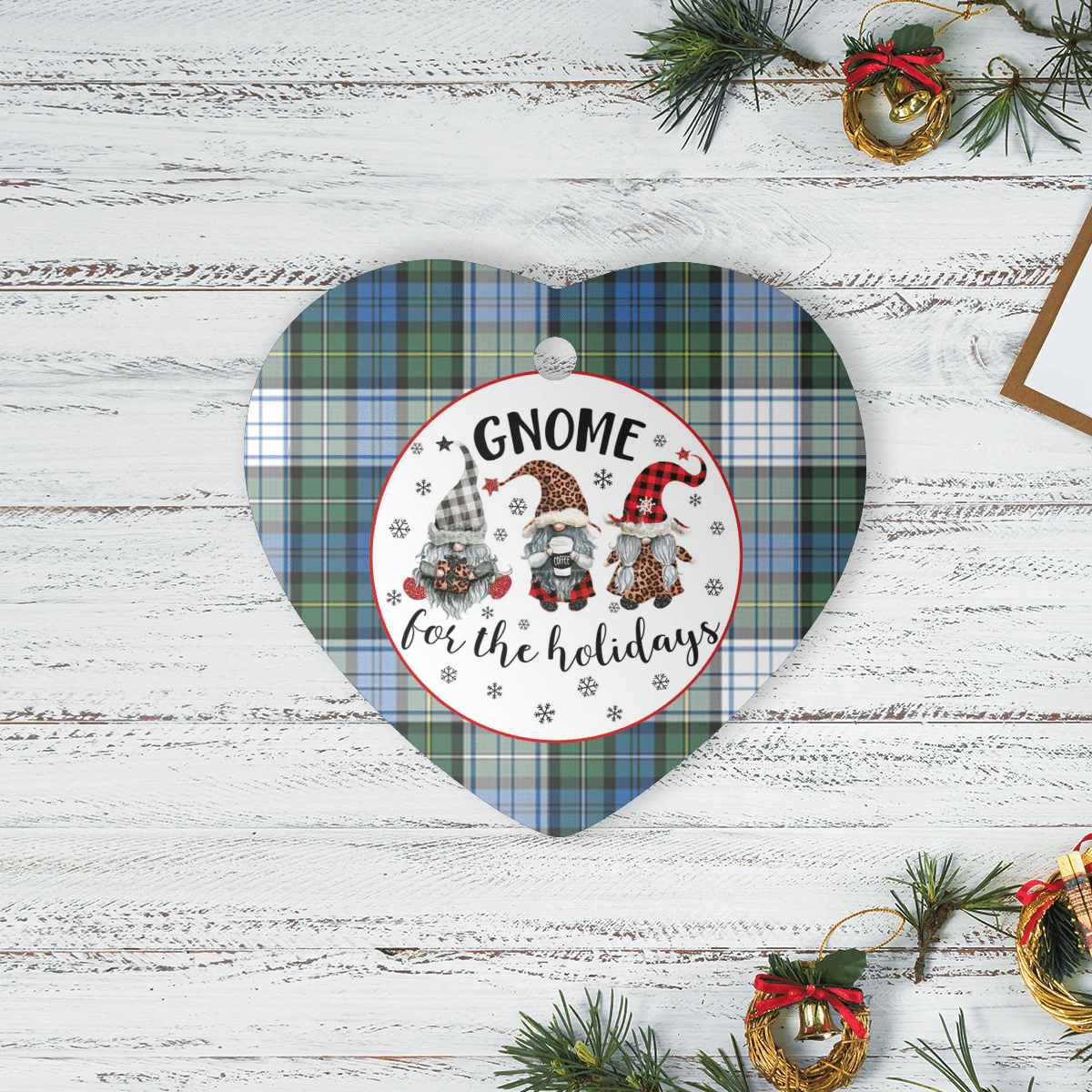Clan Campbell Dress Ancient Tartan Tartan Crest Gnome Heart Ceramic Ornament ZP78 Campbell Dress Ancient Tartan Tartan Christmas   