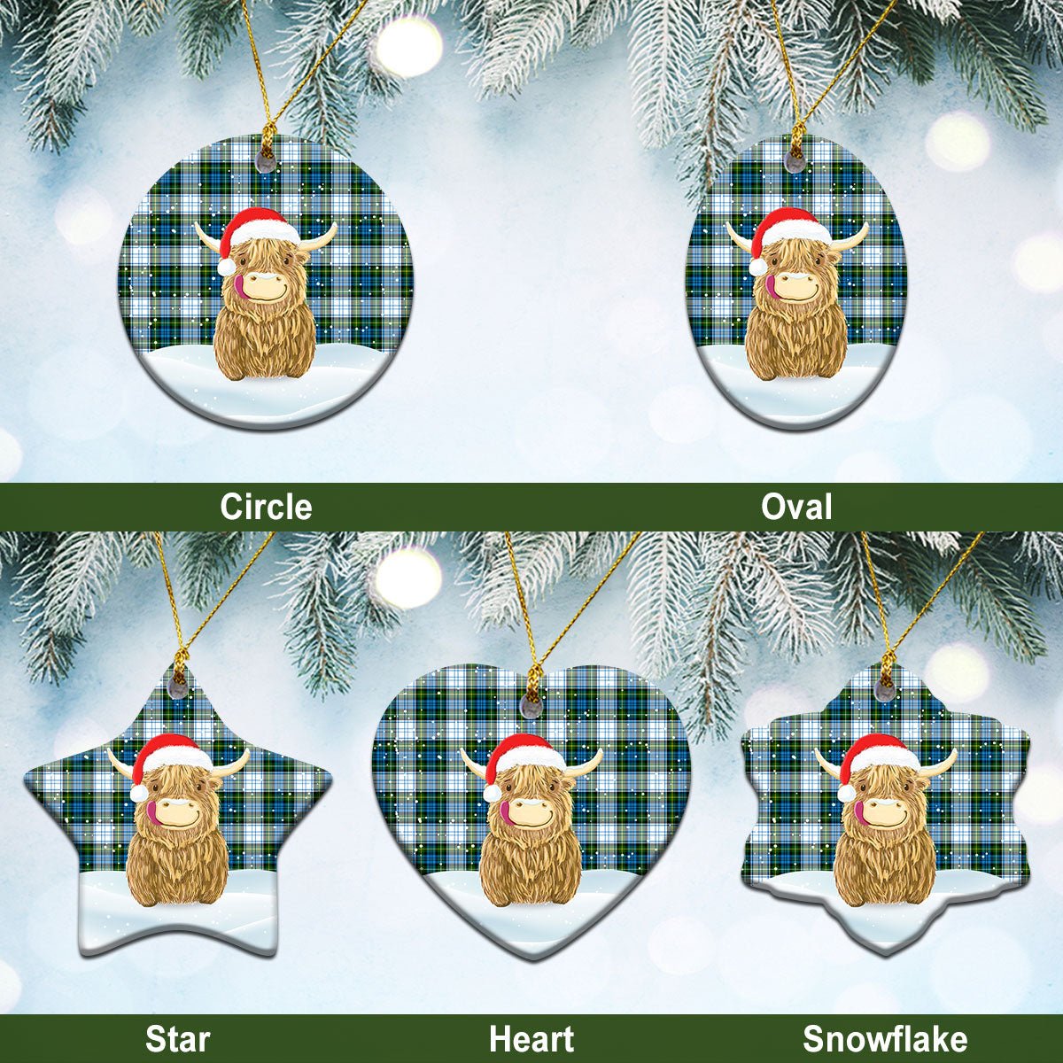 Clan Campbell Dress Tartan Christmas Ceramic Ornament Highland Cows Style VU69 Campbell Dress Tartan Tartan Ornament   