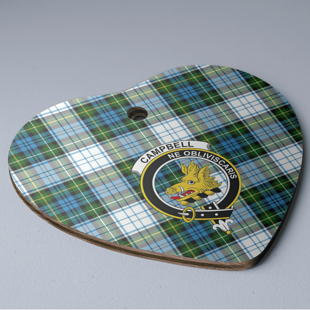 Clan Campbell Dress Tartan Crest Heart Ceramic Ornament GZ22 Campbell Dress Tartan Tartan Christmas   