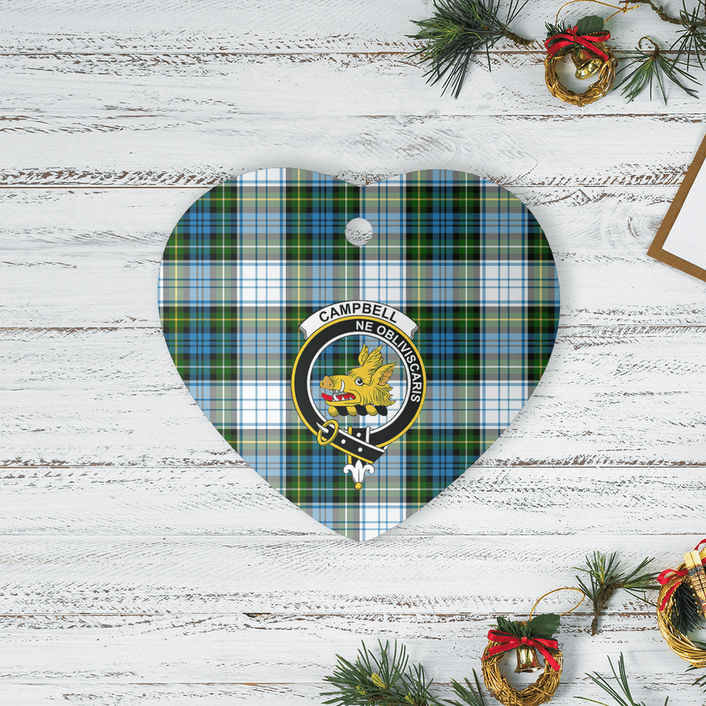 Clan Campbell Dress Tartan Crest Heart Ceramic Ornament GZ22 Campbell Dress Tartan Tartan Christmas   