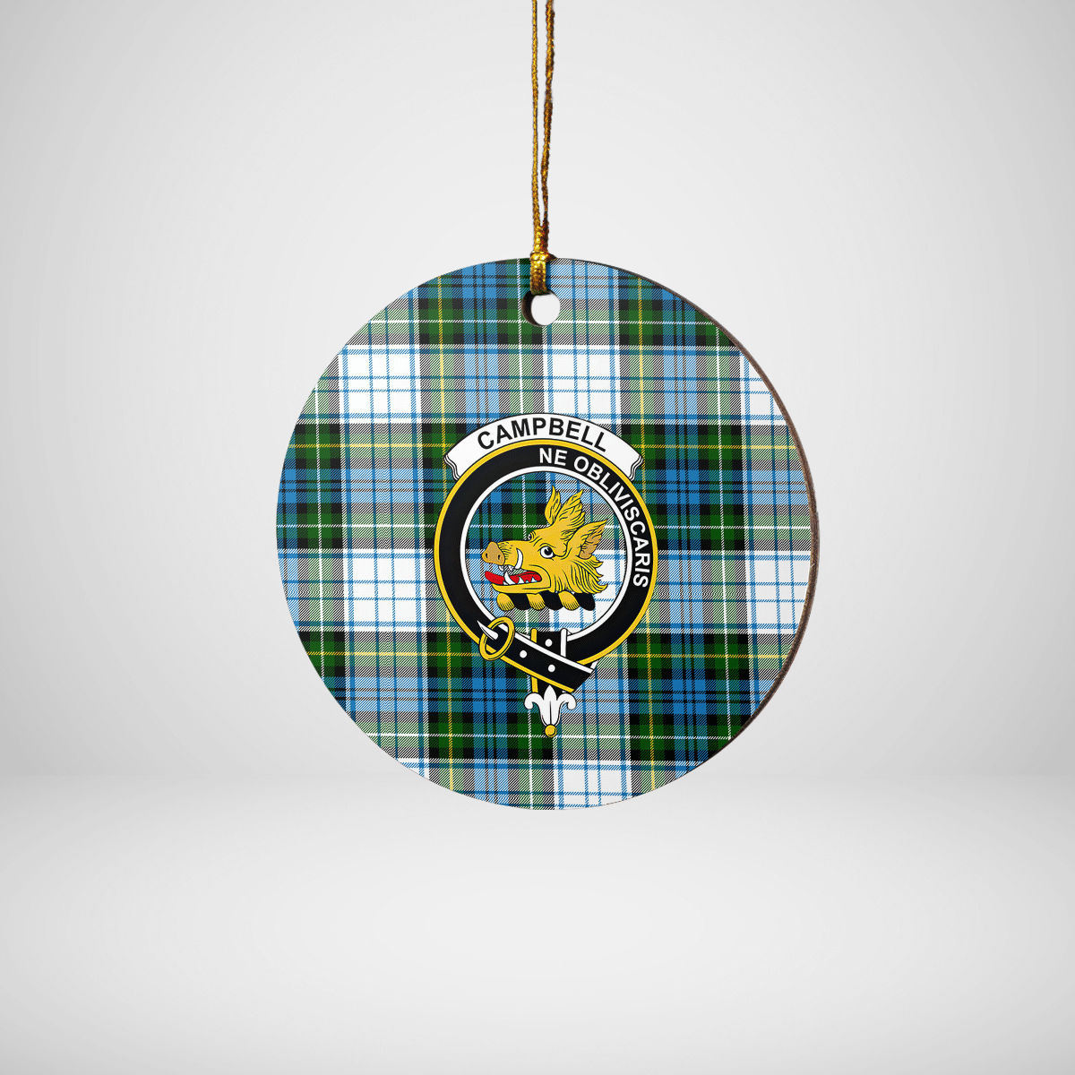 Clan Campbell Dress Tartan Crest Round Ceramic Ornament AB78 Campbell Dress Tartan Tartan Christmas   