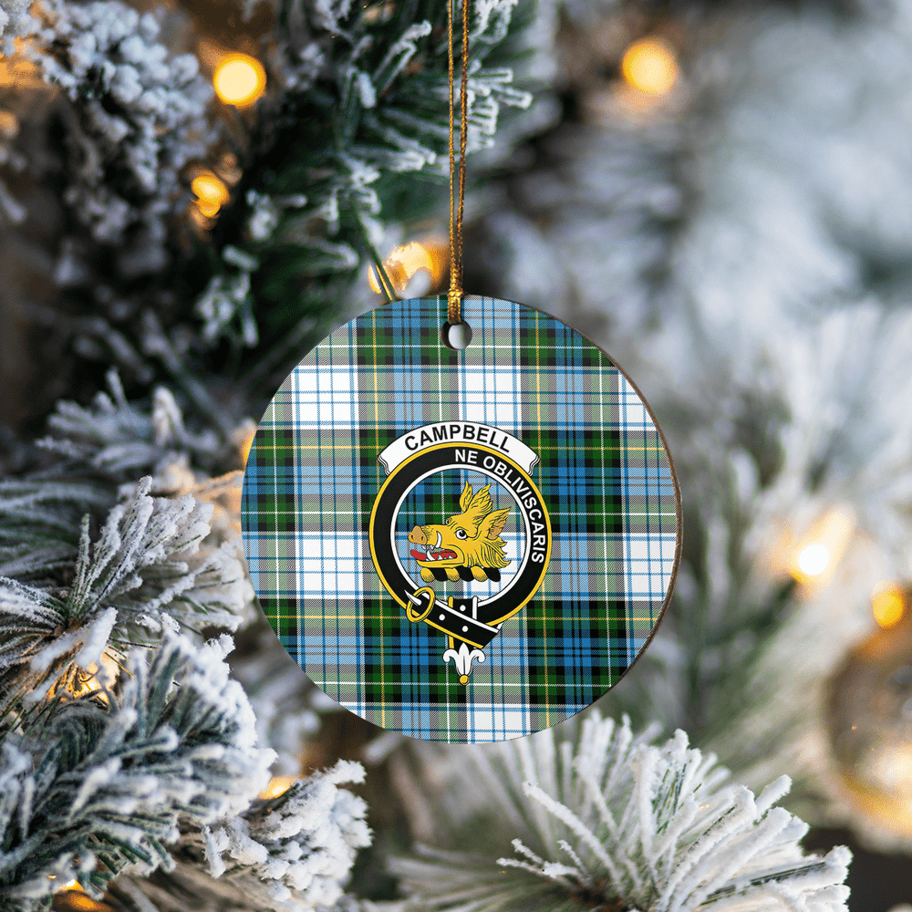 Clan Campbell Dress Tartan Crest Round Ceramic Ornament AB78 Campbell Dress Tartan Tartan Christmas   