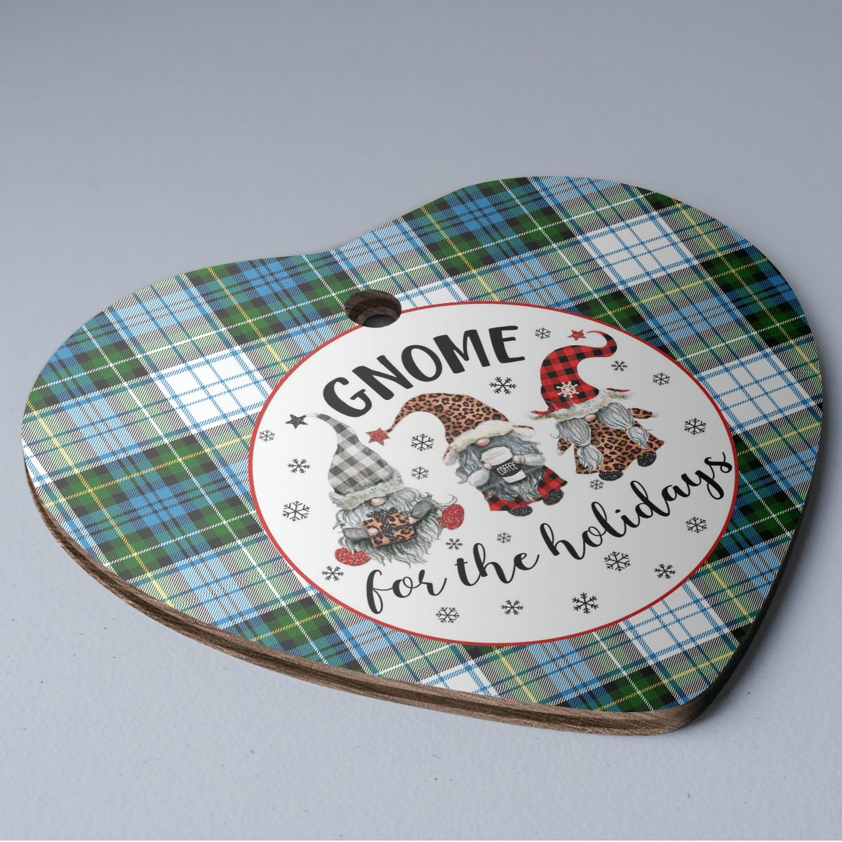 Clan Campbell Dress Tartan Tartan Crest Gnome Heart Ceramic Ornament OJ43 Campbell Dress Tartan Tartan Christmas   