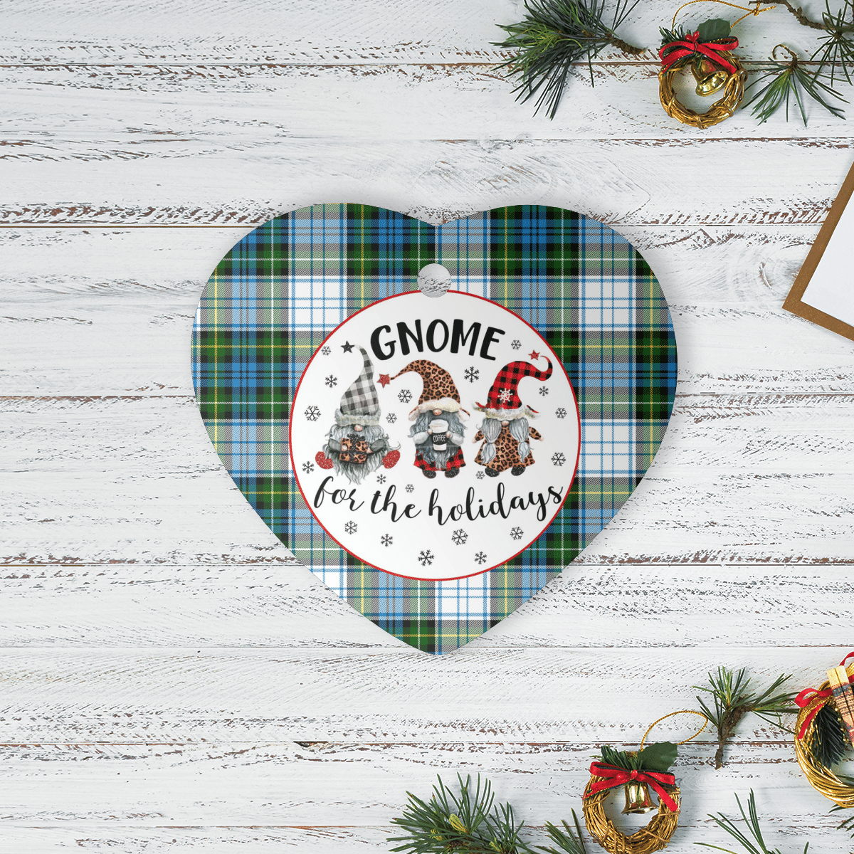 Clan Campbell Dress Tartan Tartan Crest Gnome Heart Ceramic Ornament OJ43 Campbell Dress Tartan Tartan Christmas   