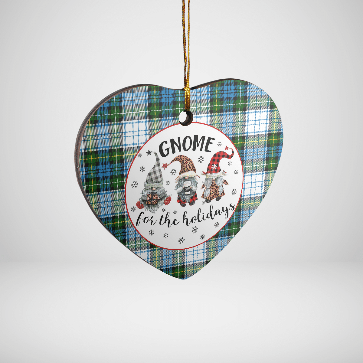 Clan Campbell Dress Tartan Tartan Crest Gnome Heart Ceramic Ornament OJ43 Campbell Dress Tartan Tartan Christmas   