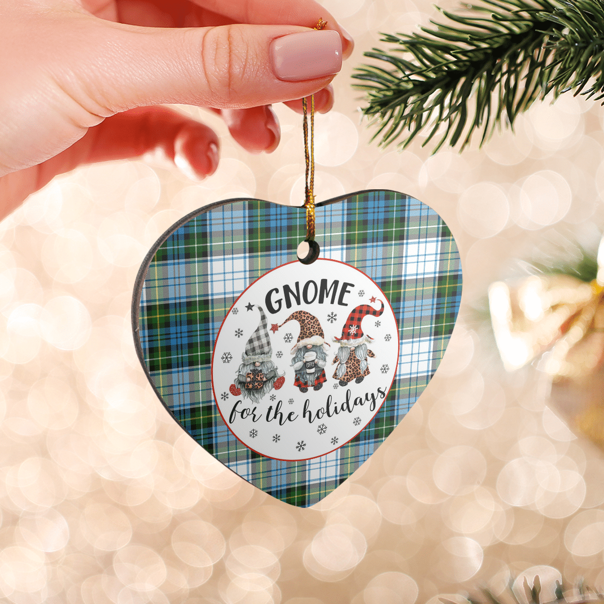 Clan Campbell Dress Tartan Tartan Crest Gnome Heart Ceramic Ornament OJ43 Campbell Dress Tartan Tartan Christmas   