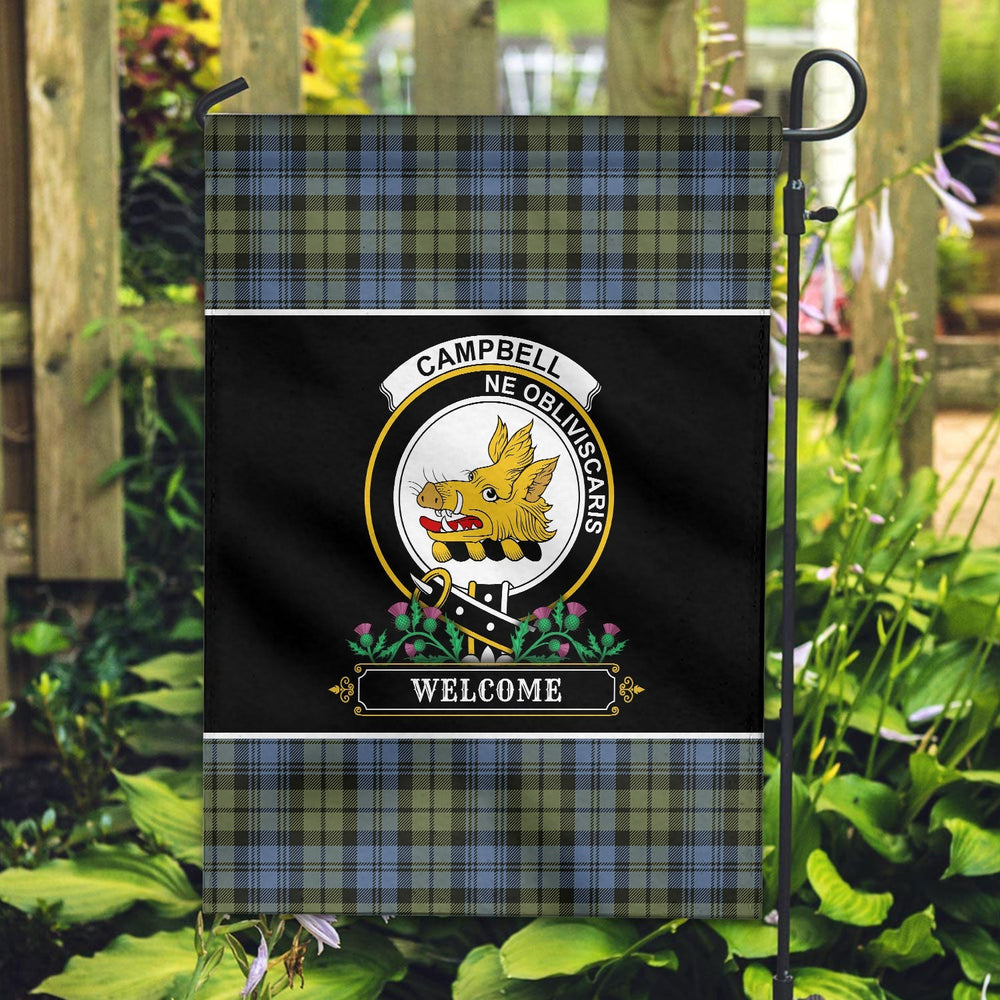 Clan Campbell Faded Tartan Crest Garden Flag  - Welcome  CP64 Clan Campbell Tartan Today   