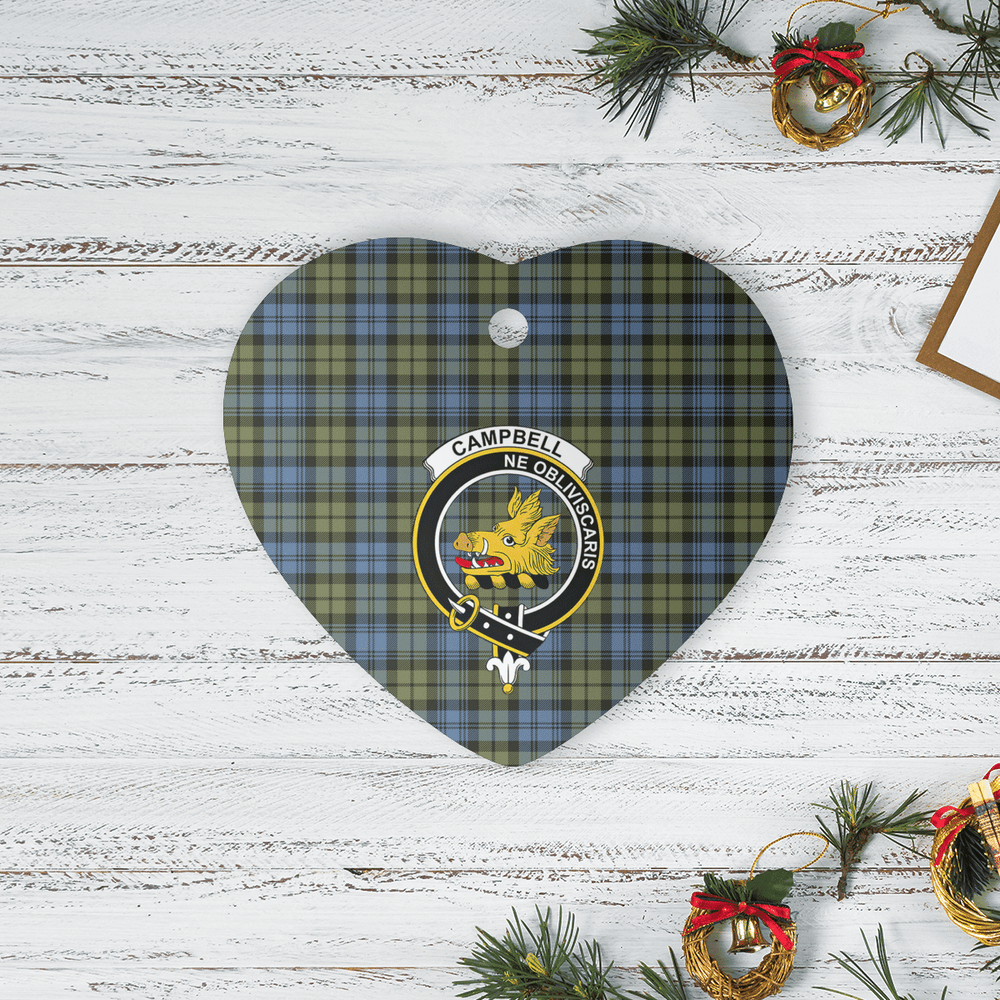 Clan Campbell Faded Tartan Crest Heart Ceramic Ornament BR81 Campbell Faded Tartan Tartan Christmas   