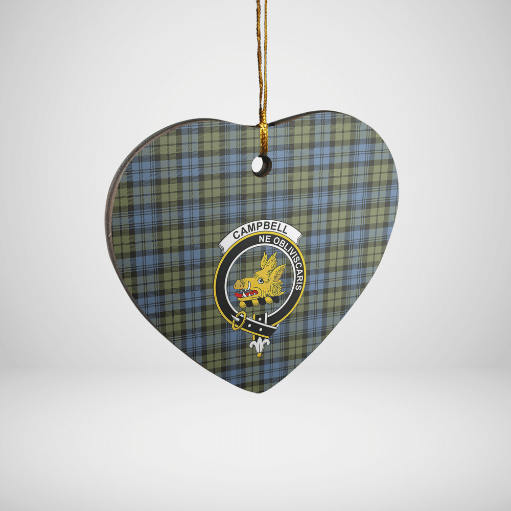 Clan Campbell Faded Tartan Crest Heart Ceramic Ornament BR81 Campbell Faded Tartan Tartan Christmas   
