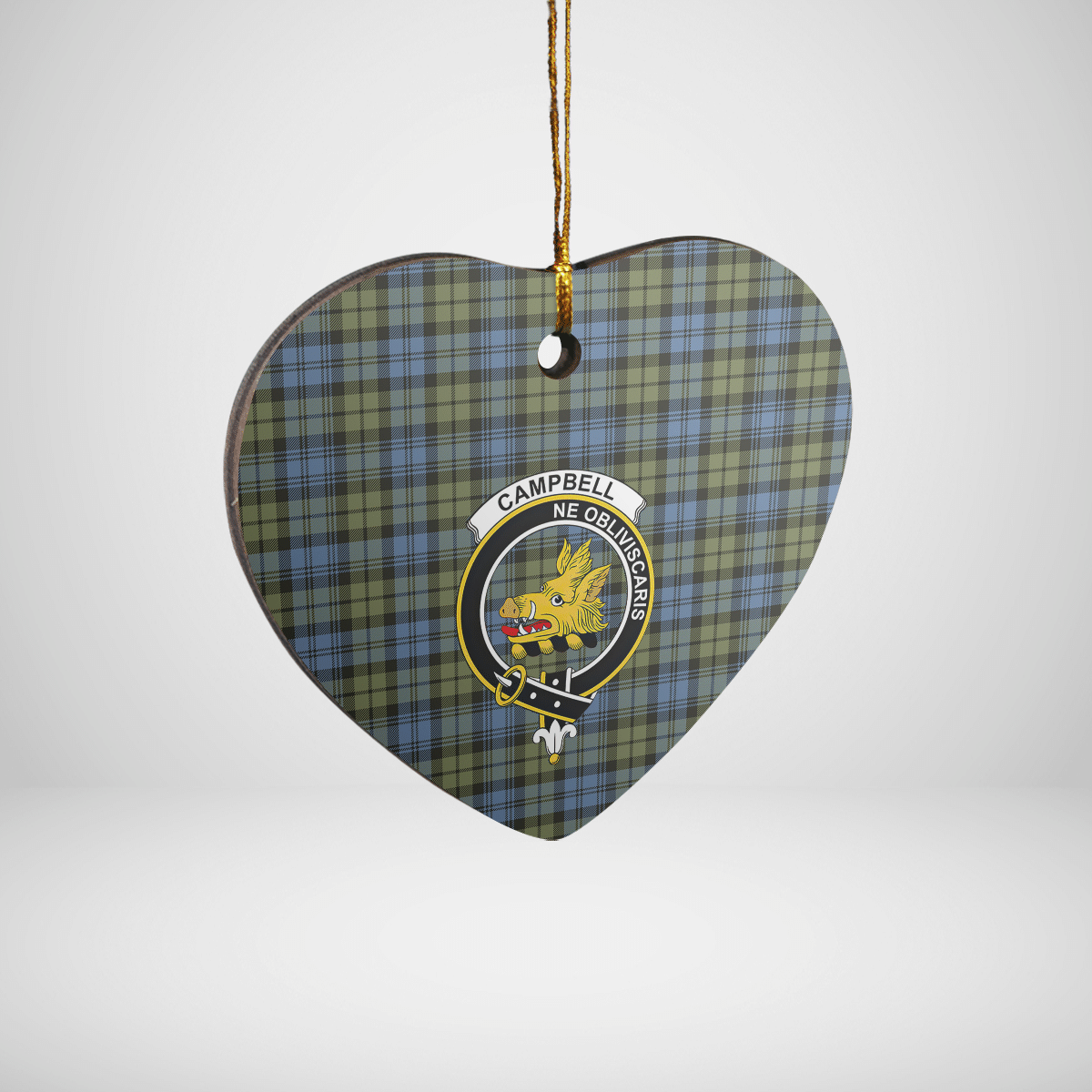 Clan Campbell Faded Tartan Crest Heart Ceramic Ornament BR81 Campbell Faded Tartan Tartan Christmas   