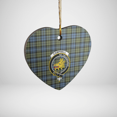 Clan Campbell Faded Tartan Crest Heart Ceramic Ornament BR81 Campbell Faded Tartan Tartan Christmas   