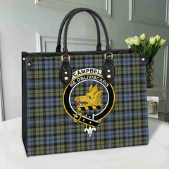 Clan Campbell Faded Tartan Crest Leather Bag NY80 Clan Campbell Tartan Today   