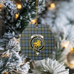Clan Campbell Faded Tartan Crest Round Ceramic Ornament GQ26 Campbell Faded Tartan Tartan Christmas   
