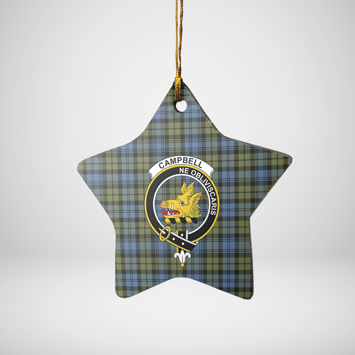 Clan Campbell Faded Tartan Crest Star Ceramic Ornament PE31 Campbell Faded Tartan Tartan Christmas   