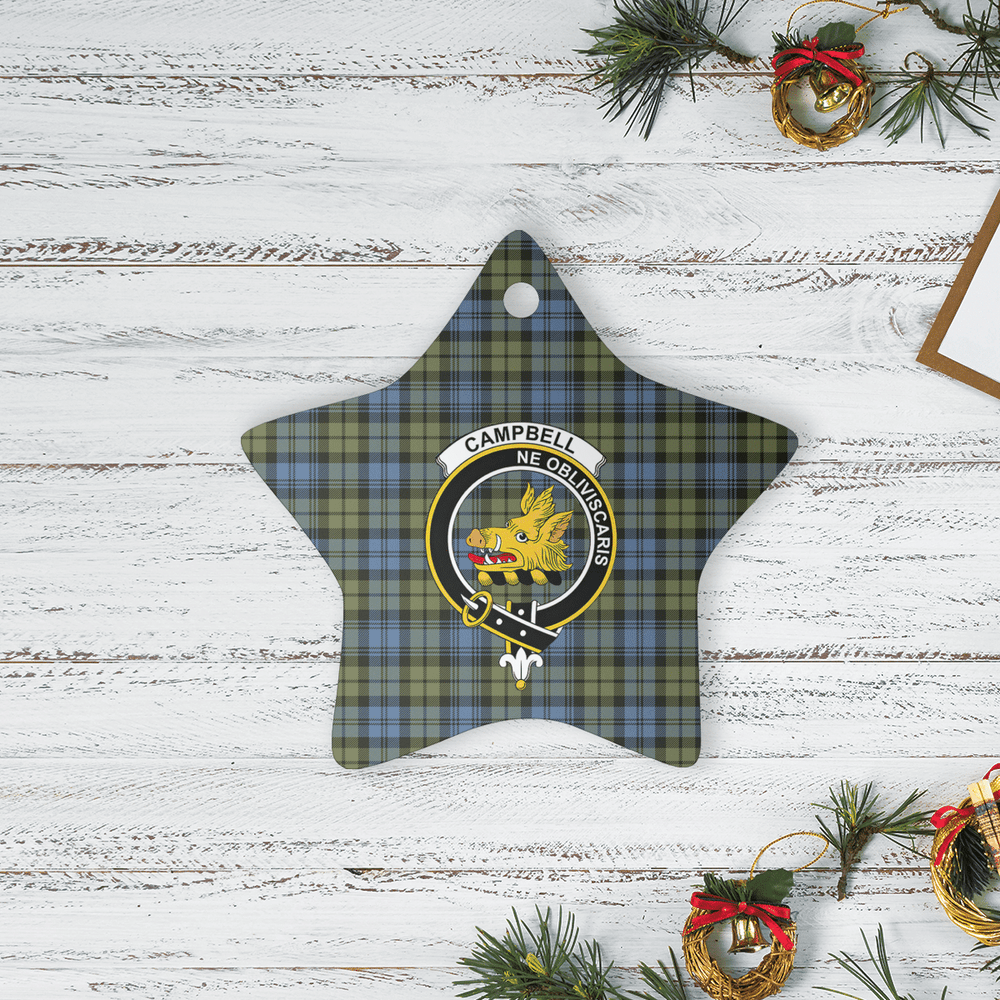 Clan Campbell Faded Tartan Crest Star Ceramic Ornament PE31 Campbell Faded Tartan Tartan Christmas   