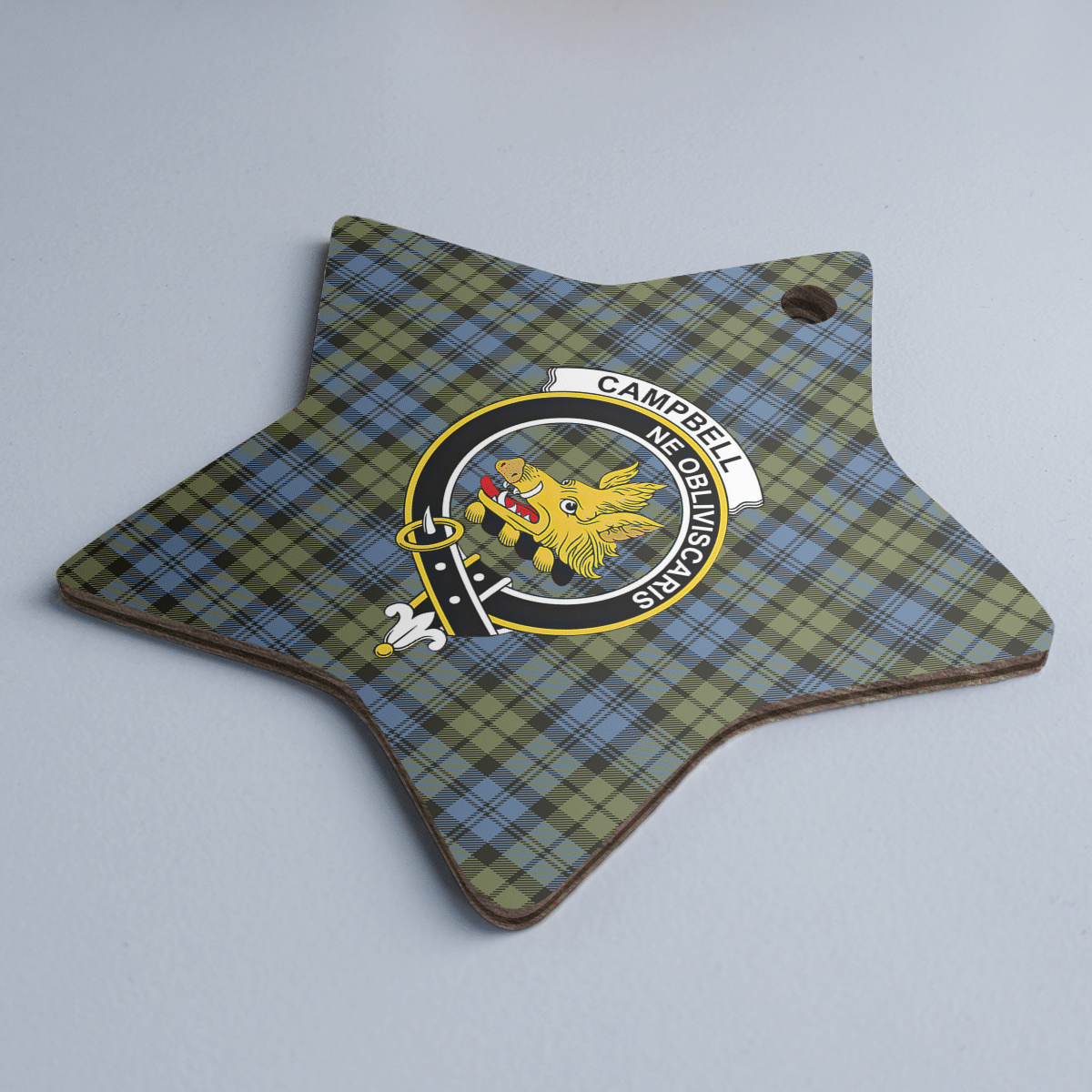 Clan Campbell Faded Tartan Crest Star Ceramic Ornament PE31 Campbell Faded Tartan Tartan Christmas   