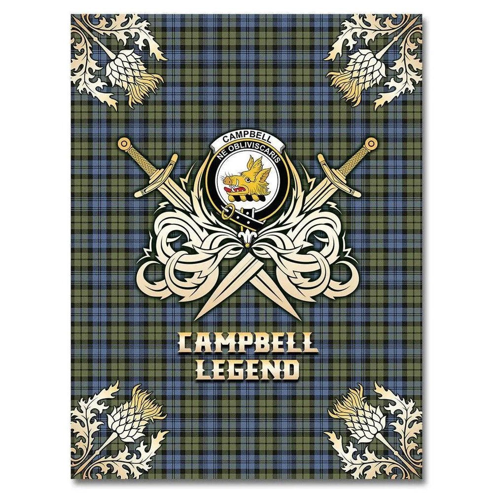 Clan Campbell Faded Tartan Gold Courage Symbol Blanket SK14 Clan Campbell Tartan Today   