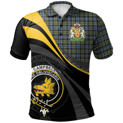Clan Campbell Faded Tartan Polo Shirt - Royal Coat Of Arms Style