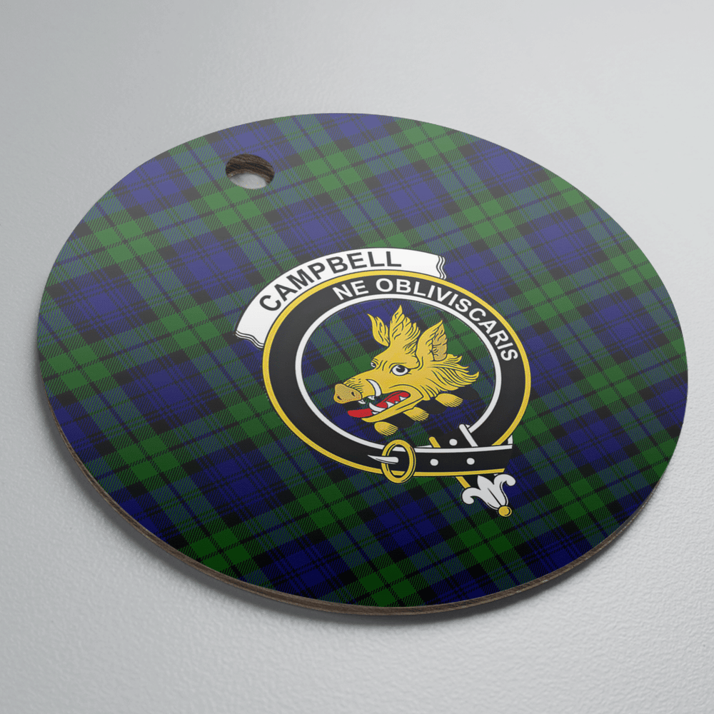 Clan Campbell Modern Tartan Crest Round Ceramic Ornament HO65 Campbell Modern Tartan Tartan Christmas   
