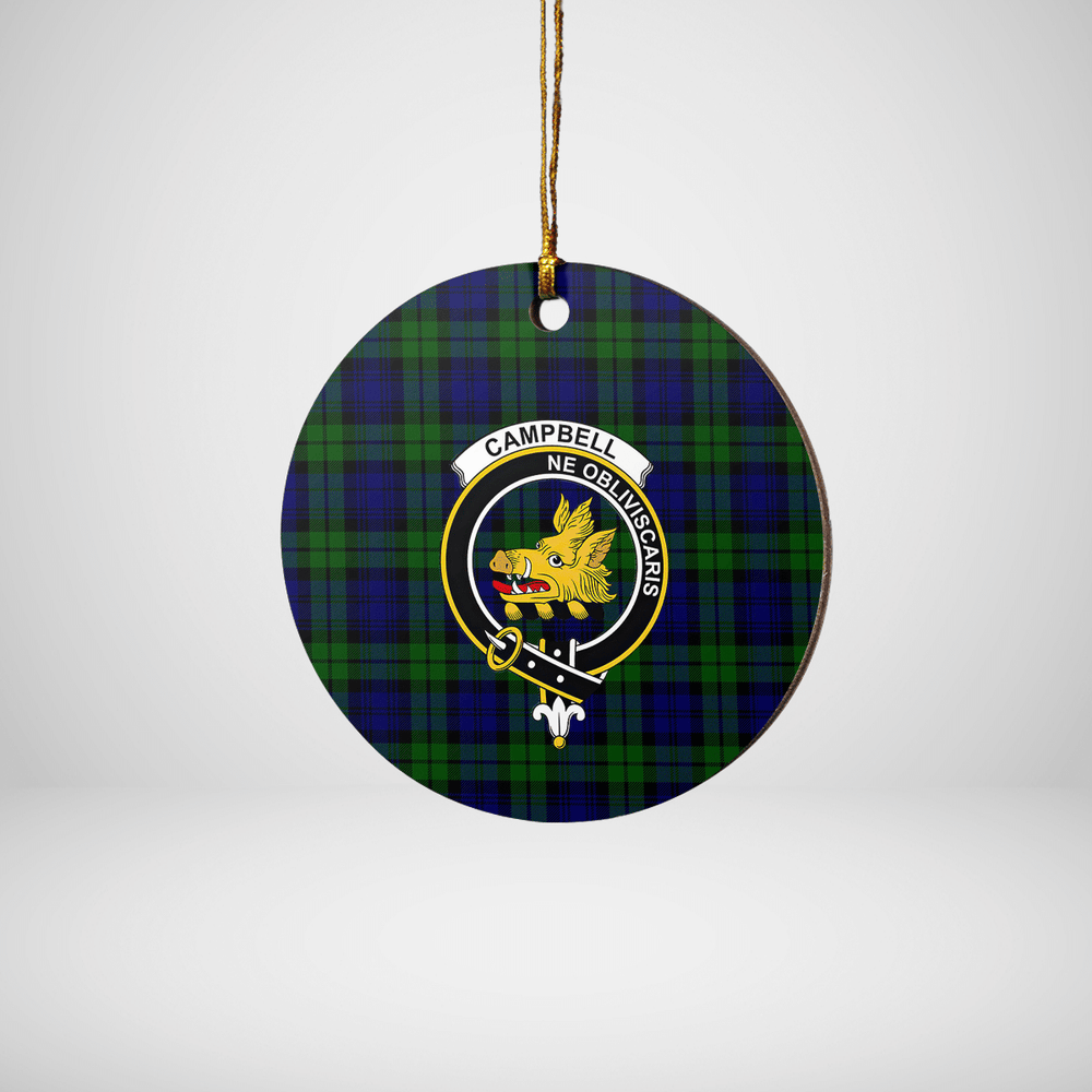 Clan Campbell Modern Tartan Crest Round Ceramic Ornament HO65 Campbell Modern Tartan Tartan Christmas   