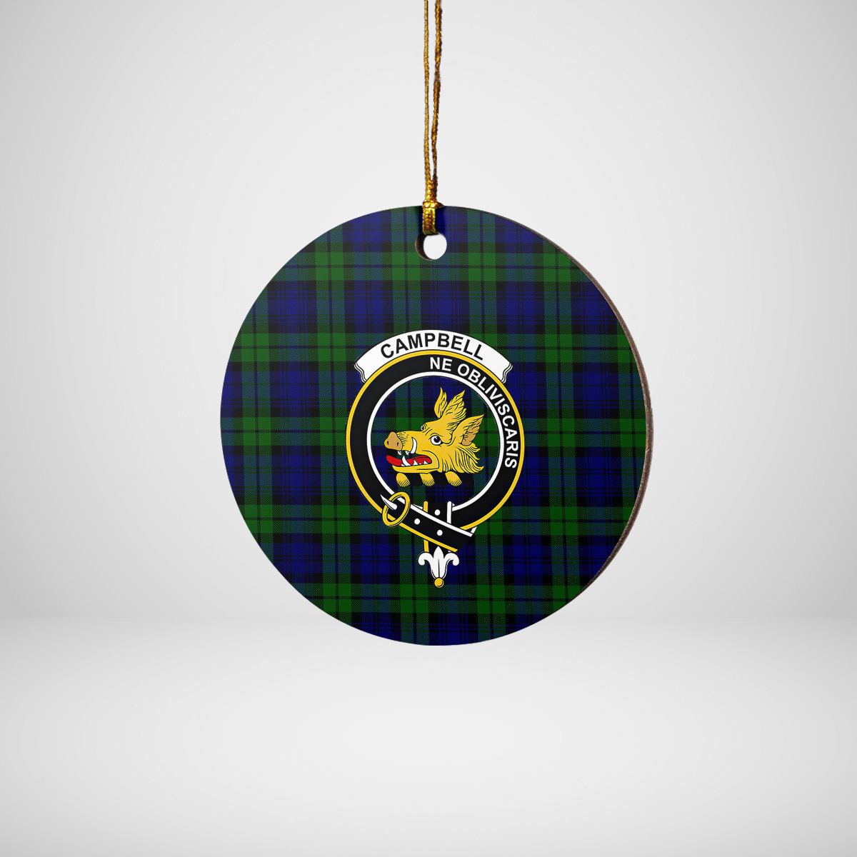 Clan Campbell Modern Tartan Crest Round Ceramic Ornament HO65 Campbell Modern Tartan Tartan Christmas   
