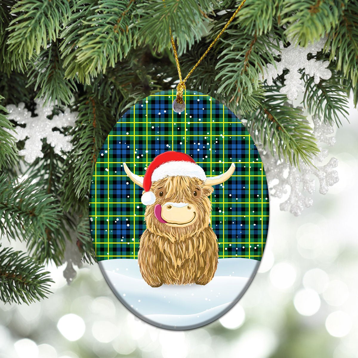 Clan Campbell of Breadalbane Ancient Tartan Christmas Ceramic Ornament Highland Cows Style ON52 Campbell of Breadalbane Ancient Tartan Tartan Ornament   