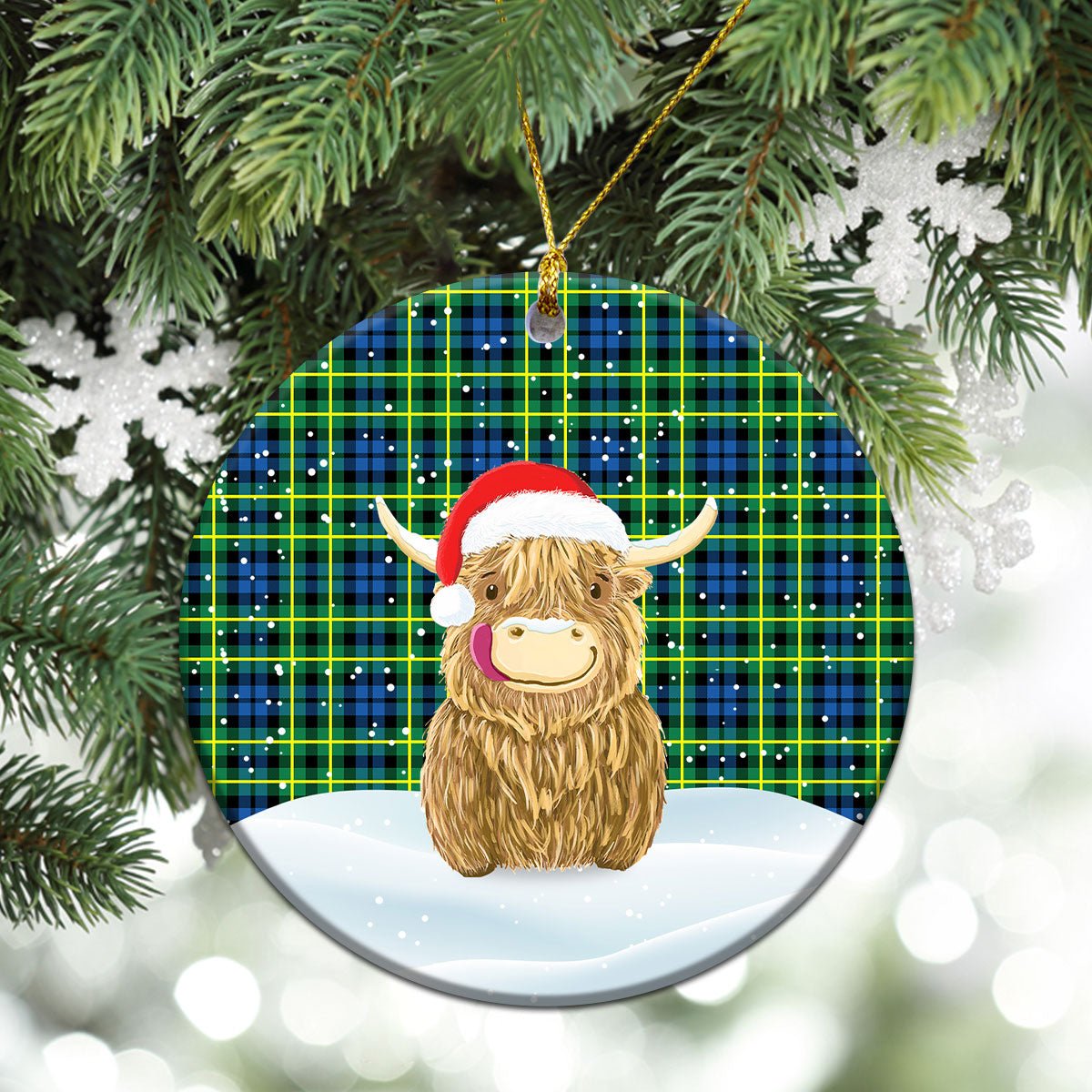 Clan Campbell of Breadalbane Ancient Tartan Christmas Ceramic Ornament Highland Cows Style ON52 Campbell of Breadalbane Ancient Tartan Tartan Ornament   