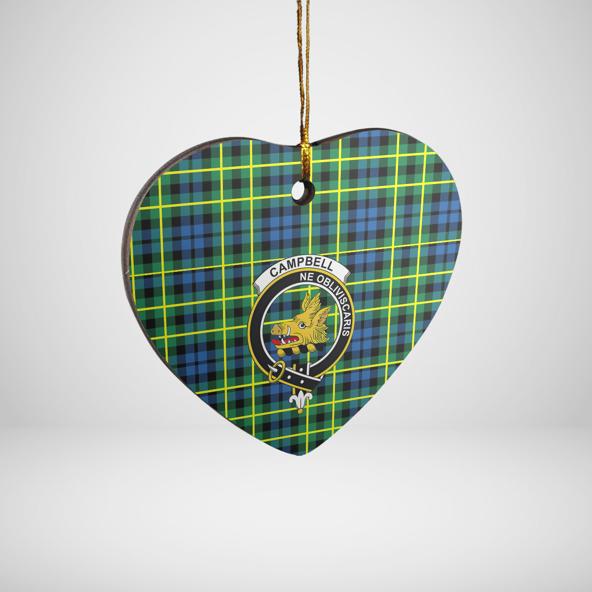 Clan Campbell of Breadalbane Ancient Tartan Crest Heart Ceramic Ornament VF53 Campbell of Breadalbane Ancient Tartan Tartan Christmas   