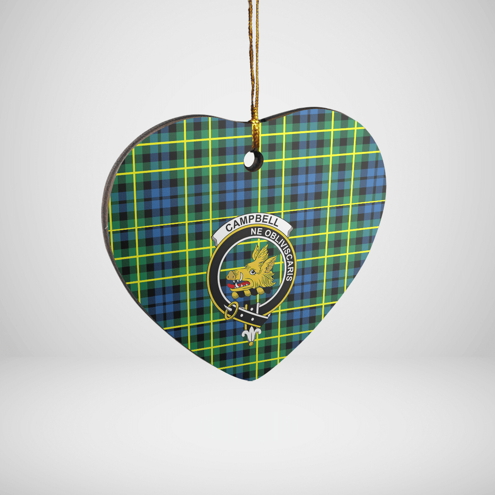 Clan Campbell of Breadalbane Ancient Tartan Crest Heart Ceramic Ornament VF53 Campbell of Breadalbane Ancient Tartan Tartan Christmas   