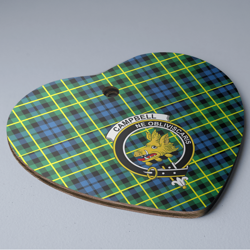 Clan Campbell of Breadalbane Ancient Tartan Crest Heart Ceramic Ornament VF53 Campbell of Breadalbane Ancient Tartan Tartan Christmas   