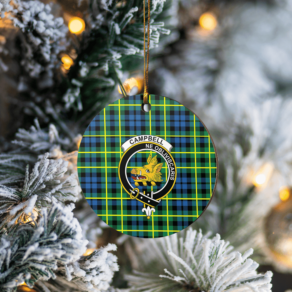 Clan Campbell of Breadalbane Ancient Tartan Crest Round Ceramic Ornament SI95 Campbell of Breadalbane Ancient Tartan Tartan Christmas   