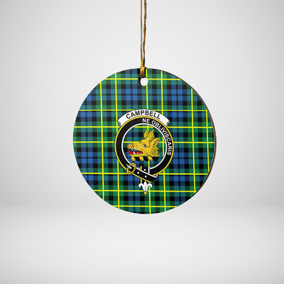 Clan Campbell of Breadalbane Ancient Tartan Crest Round Ceramic Ornament