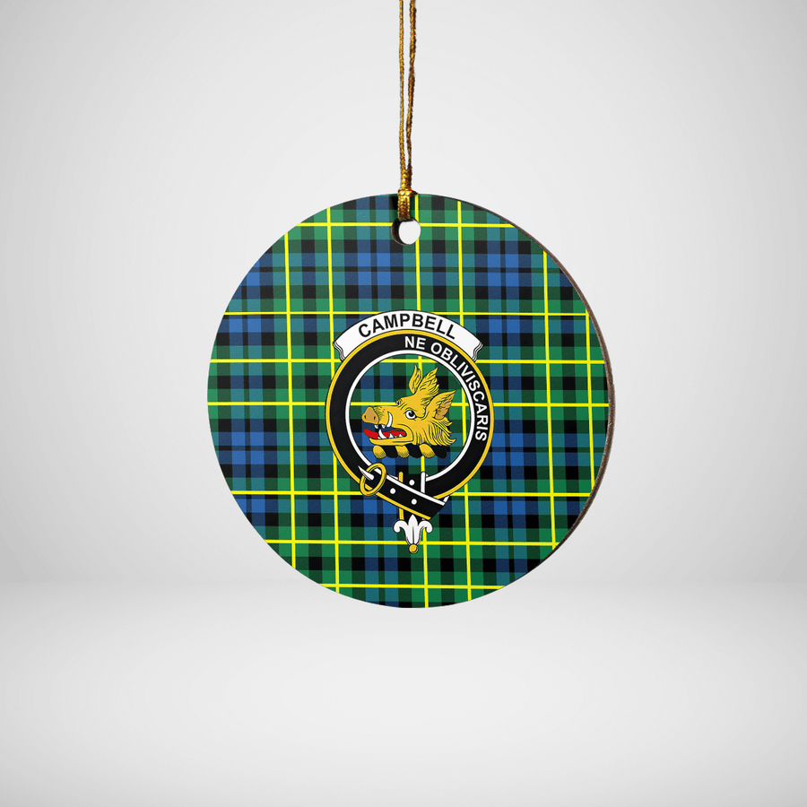 Clan Campbell of Breadalbane Ancient Tartan Crest Round Ceramic Ornament SI95 Campbell of Breadalbane Ancient Tartan Tartan Christmas   