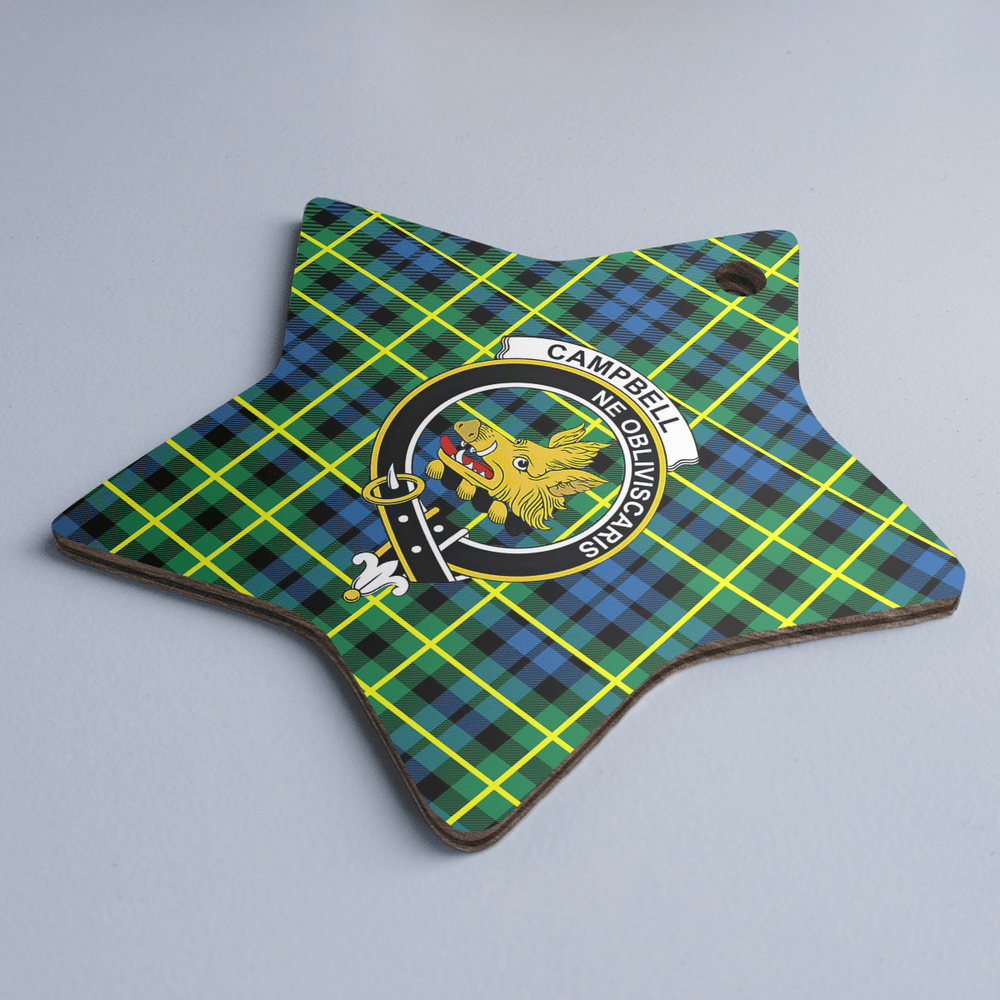 Clan Campbell of Breadalbane Ancient Tartan Crest Star Ceramic Ornament AH57 Campbell of Breadalbane Ancient Tartan Tartan Christmas   