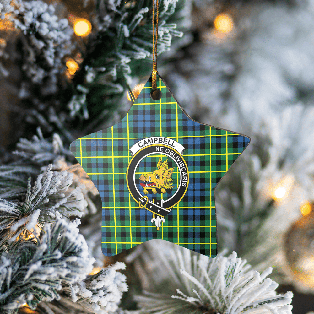 Clan Campbell of Breadalbane Ancient Tartan Crest Star Ceramic Ornament AH57 Campbell of Breadalbane Ancient Tartan Tartan Christmas   