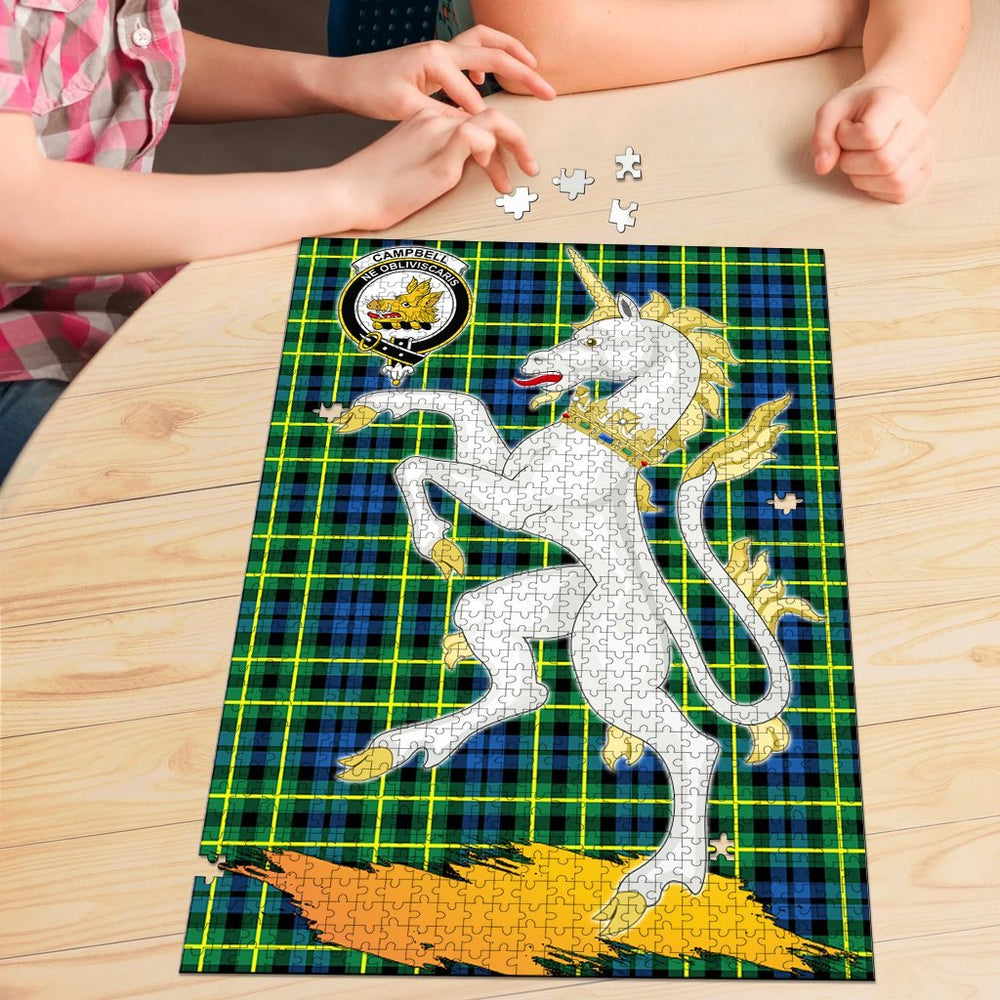 Clan Campbell of Breadalbane Ancient Tartan Crest Unicorn Scotland Jigsaw Puzzles Gift For Family MS27 Clan Campbell of Breadalbane Tartan Today   